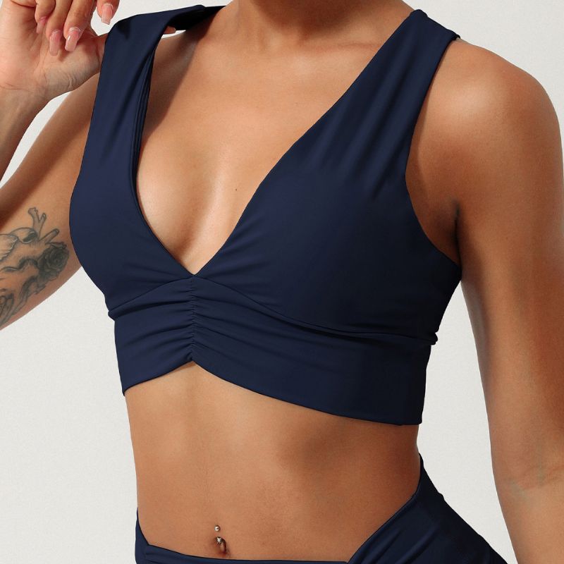 Cross beauty back gathered V-neck yoga bras