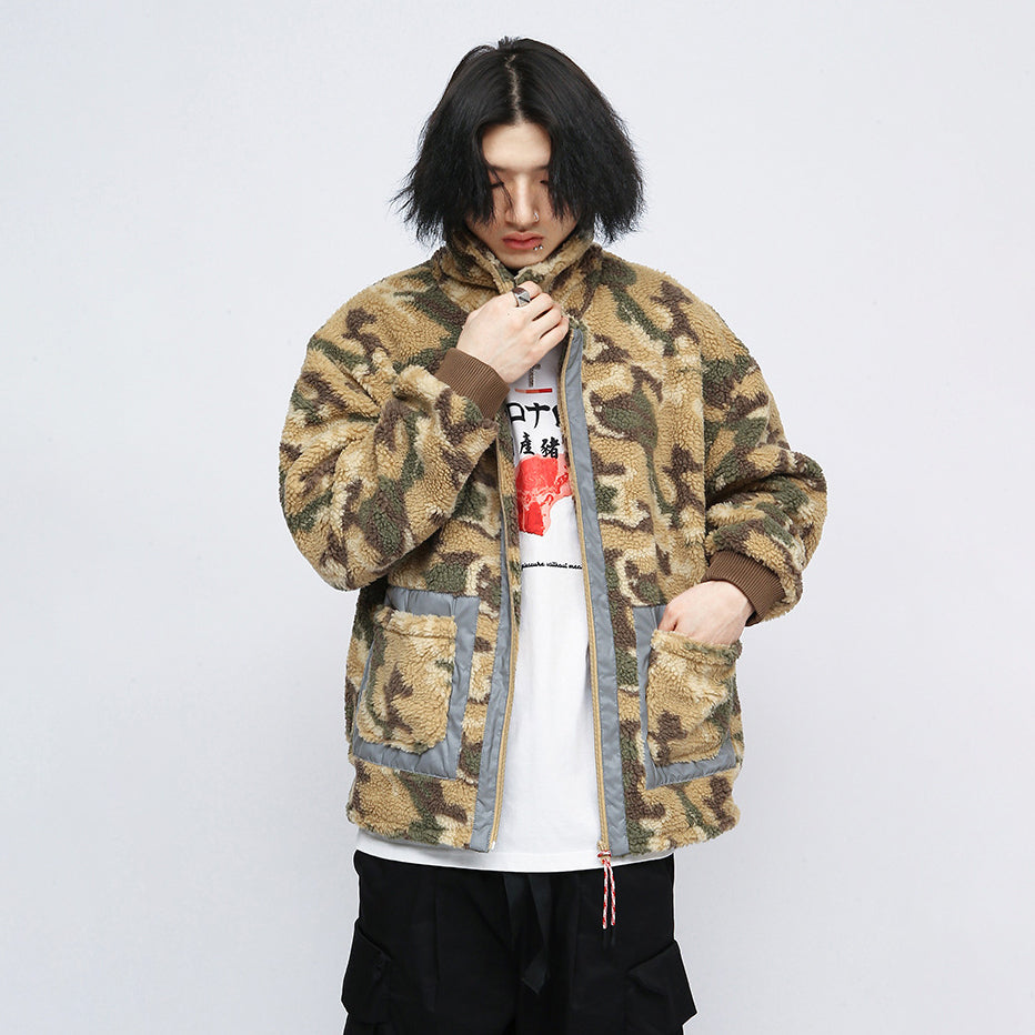 Camouflage plush thickened jacket