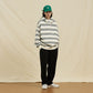 Pure cotton loose stripe leisure hooded sweatshirt