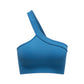 Seamless slanted shoulder sports bra