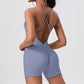 Ultra-Soft U Neck Cross Back Shorts Jumpsuits