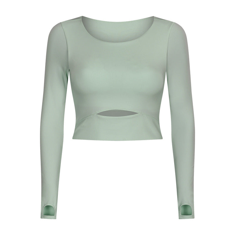 Solid color long-sleeved tight-fitting top