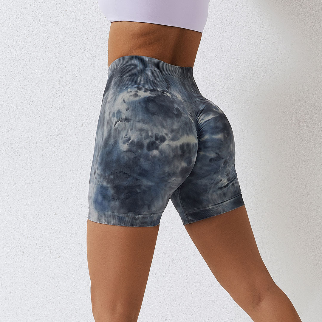 Tie dye seamless hip lift sport shorts