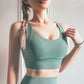 Solid color back crossed U-shaped sports bra