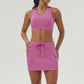 Nude Backless Sports Bra + Fitness Tennis Skirt 2-Piece Set