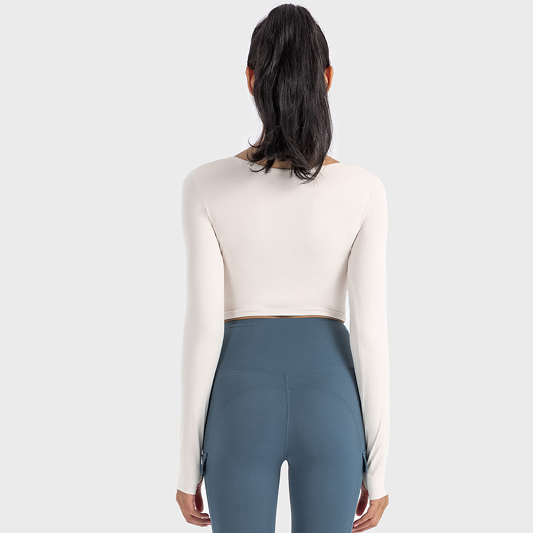 V-neck sports high-stretch long-sleeved Tops