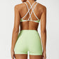 Breathable Contrasting Thin Straps Sports Bra+ Shorts Set