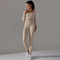 Seamless long-sleeved top &  leggings 2-piece set