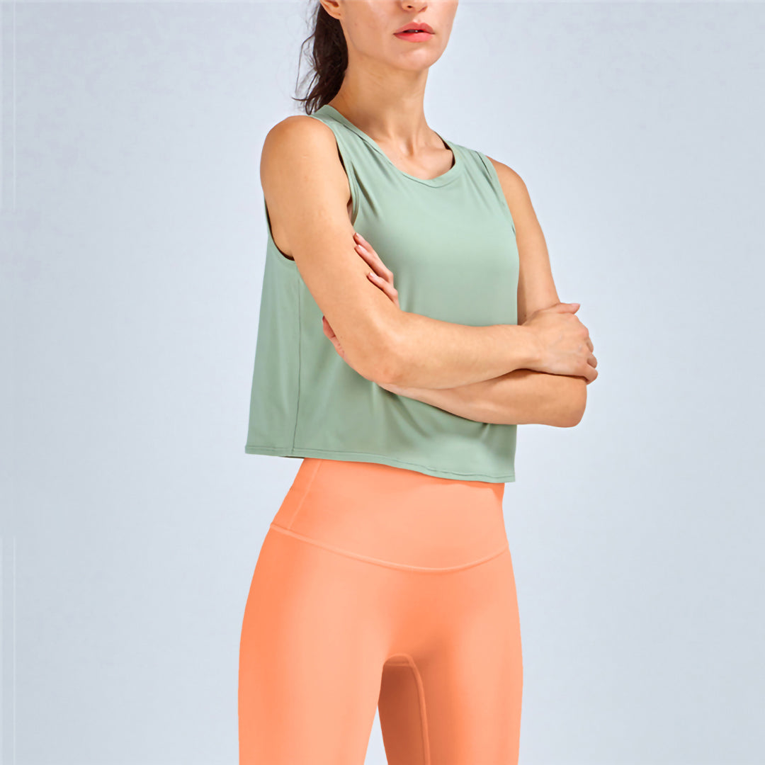 Solid color cropped sports tank tops