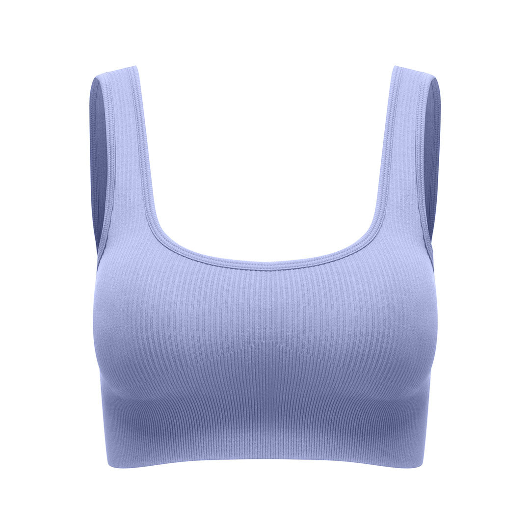 Solid wide straps, square neck sports bra