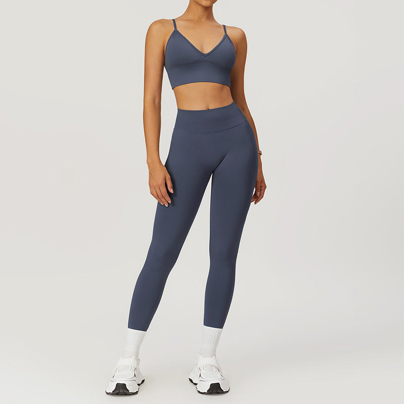 Seamless High-waisted Sports Bra + Legging 2 Pieces Set