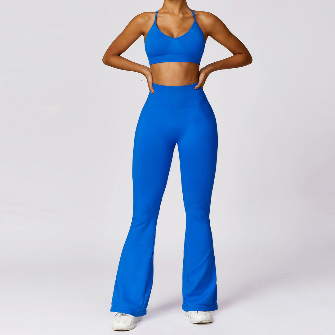 Ensembles de sport avec soutien-gorge croisé dans le dos et pantalons longs