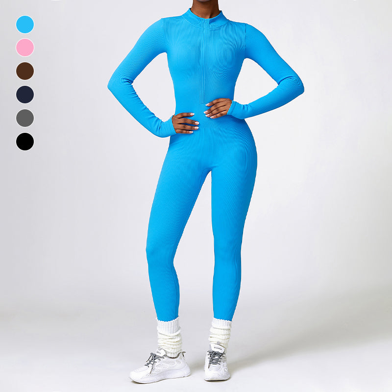 Winter skinny long-sleeved sports jumpsuit