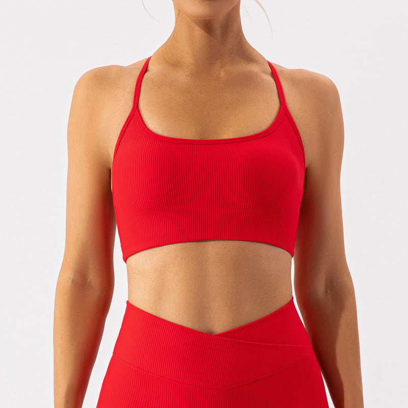 Solid color thin suspender sports bra