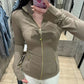 Slimming gold zipper and stand collar Fitness Jacket