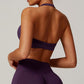 Seamless halter and backless sports bra