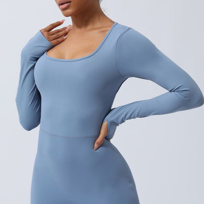 Quick-drying backless long sleeves tight Jumpsuits