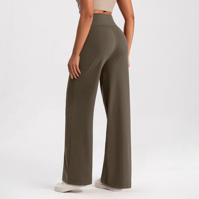 Nude High Waist Loose Wide Leg Straight Pants