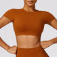 Cross Backless Short Sleeve Sports Crop Top