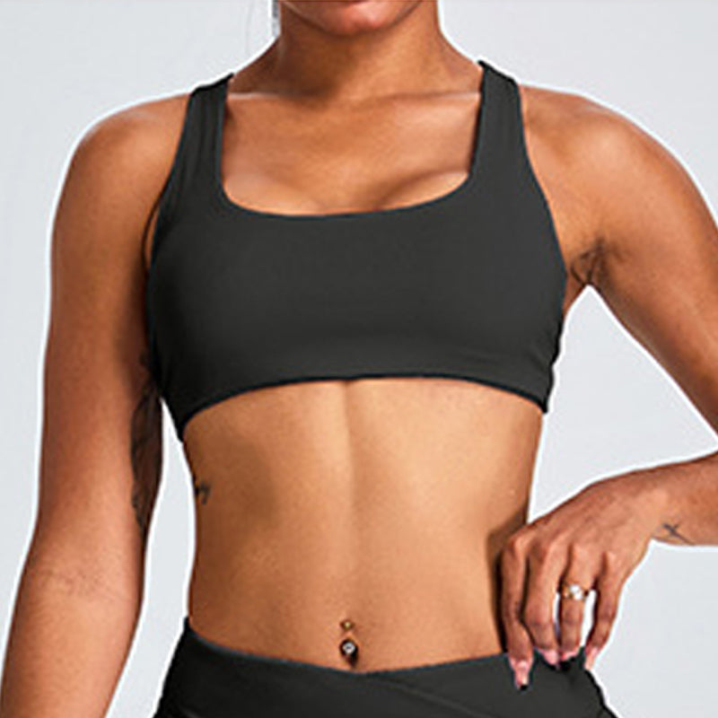 Breathable Cross Back Wide straps Sports Bra