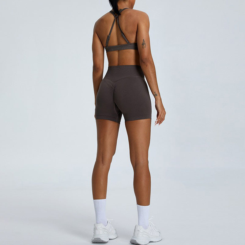 New pleated sports bra & seamless shorts sets