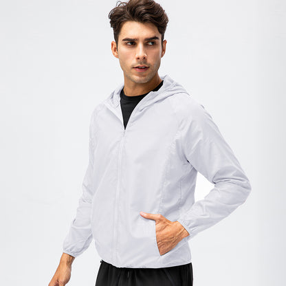 Men's long sleeve zipper sport sunscreen jacket