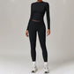 Silmming Fleece Long Sleeve Top + High waist leggings set