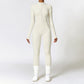 Nude Quick-Dry Stand Collar Zipper Fitness Jumpsuits