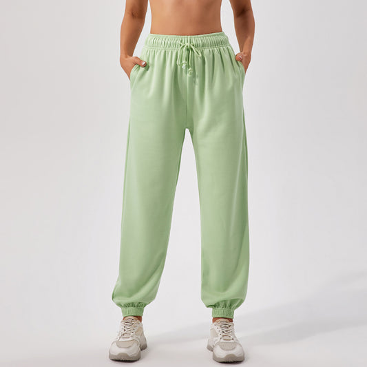 High-waisted loose-fitting straight-leg sweatpants