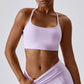 Solid color back cross sport bra