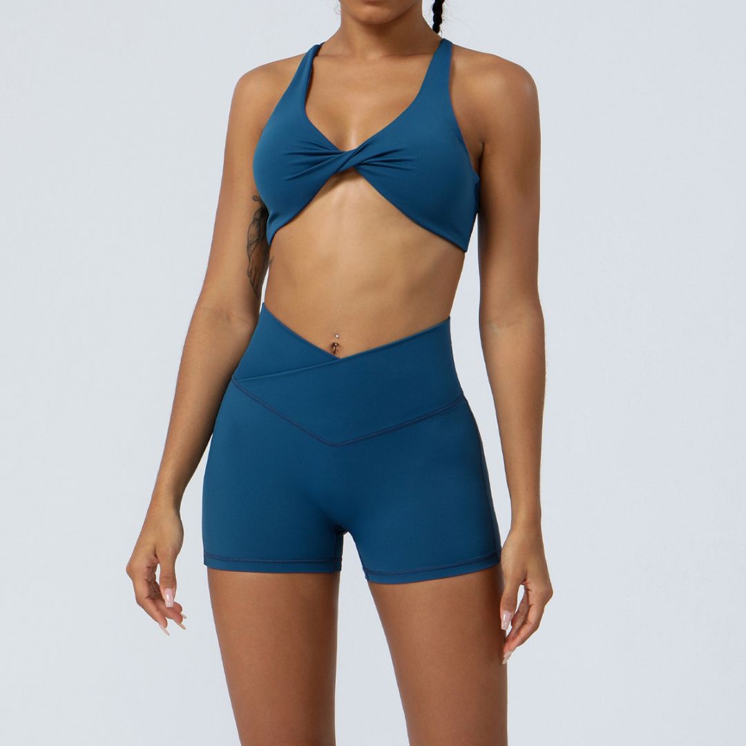 Ensemble 2 pièces fitness taille haute dos croisé