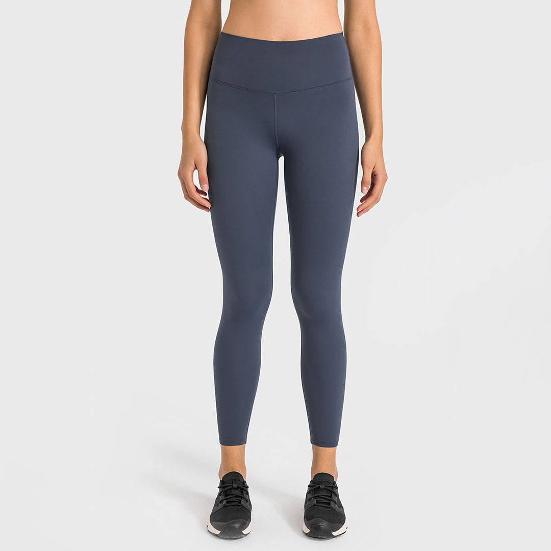 Legging de yoga extensible brossé de couleur unie