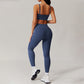 gold stamping Thin straps sports Bra + High-waist leggings 2-piece set