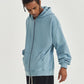 Solid color loose zipper hooded sweatshirt