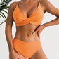 Solid color knotted swimwear high waist bikini