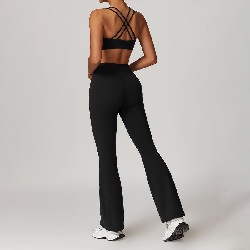 Brushed tight cross back sports bra and pants suit