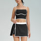 Quick-Dry Contrasted Color Sports Bra + Tennis Skirt 2-Piece Set