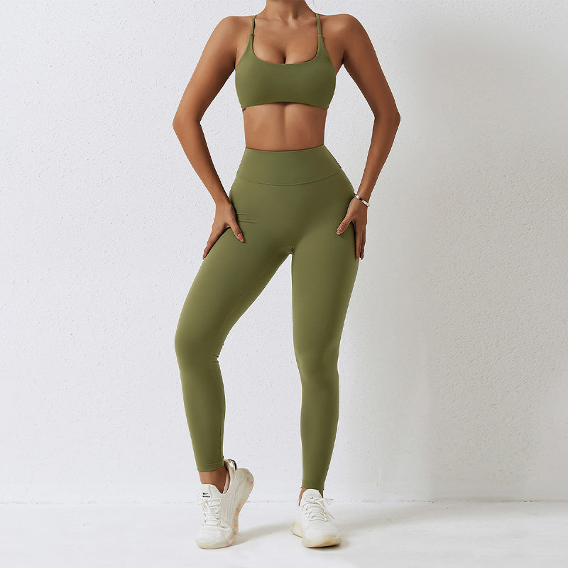 3/4 cup sports bra &leggings 2-piece set