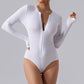 One piece long sleeved Full zipper sports Bodysuit