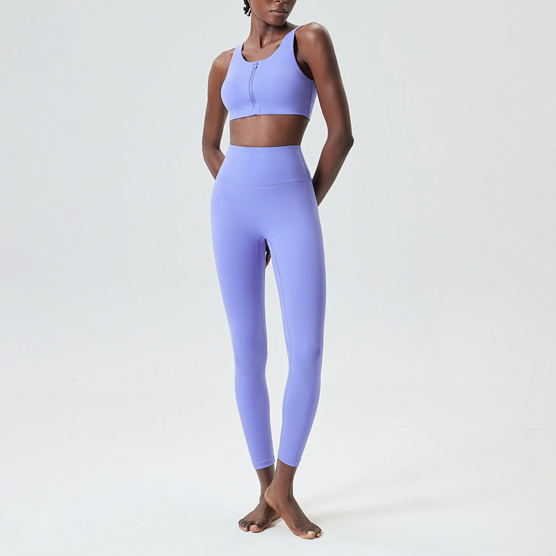 quick-drying nude fitness bra + yoga leggings 2-piece set