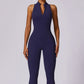 Quick-drying zipper fitness sports tight Jumpsuits