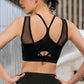 Mesh double layer detachable double strap sports bra