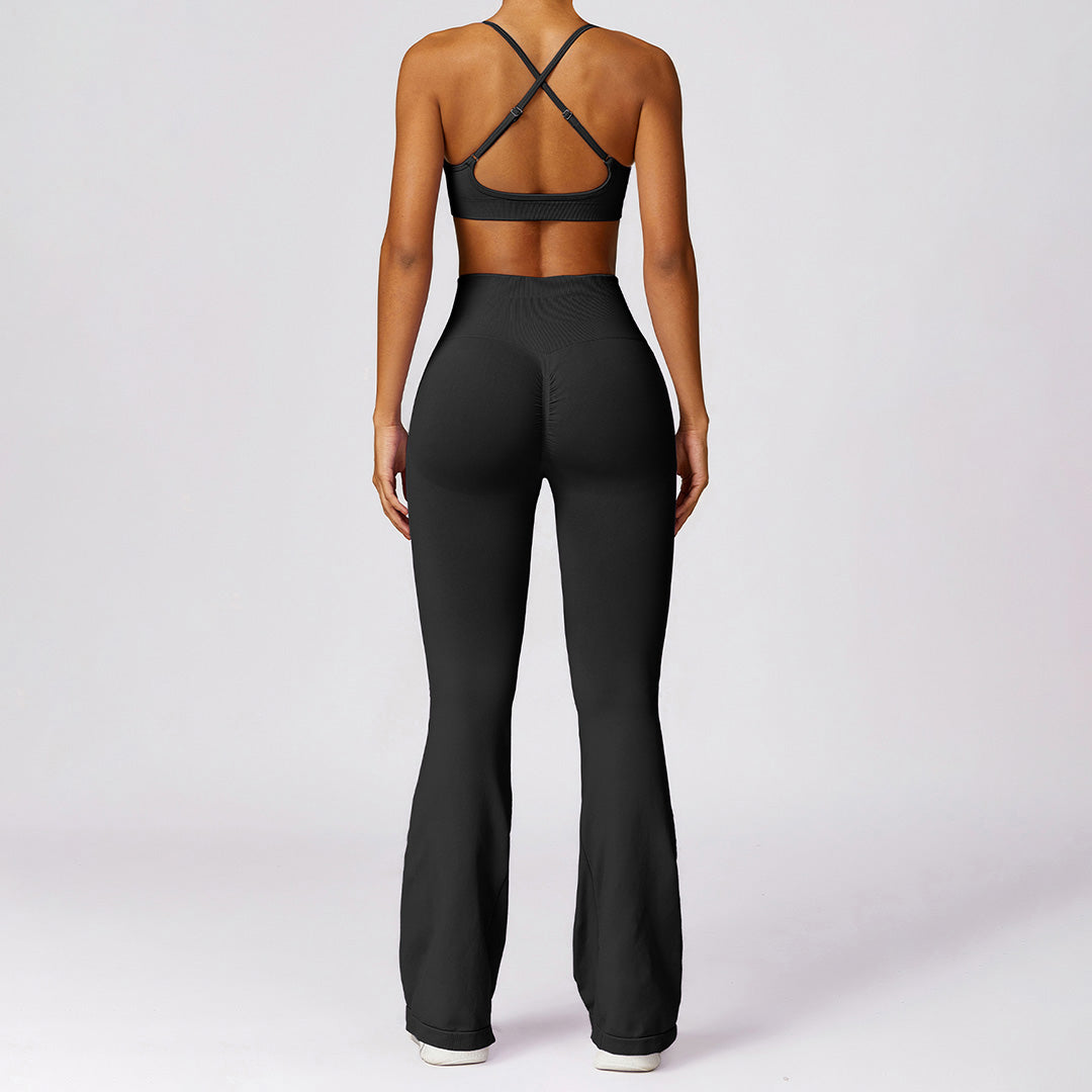 Ensembles de sport avec soutien-gorge croisé dans le dos et pantalons longs