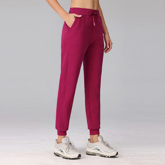 Drawstring Velvet Warm Elastic Leg Casual Sweatpants