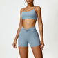 Quick-drying halterneck bra & sports shorts 2-piece set