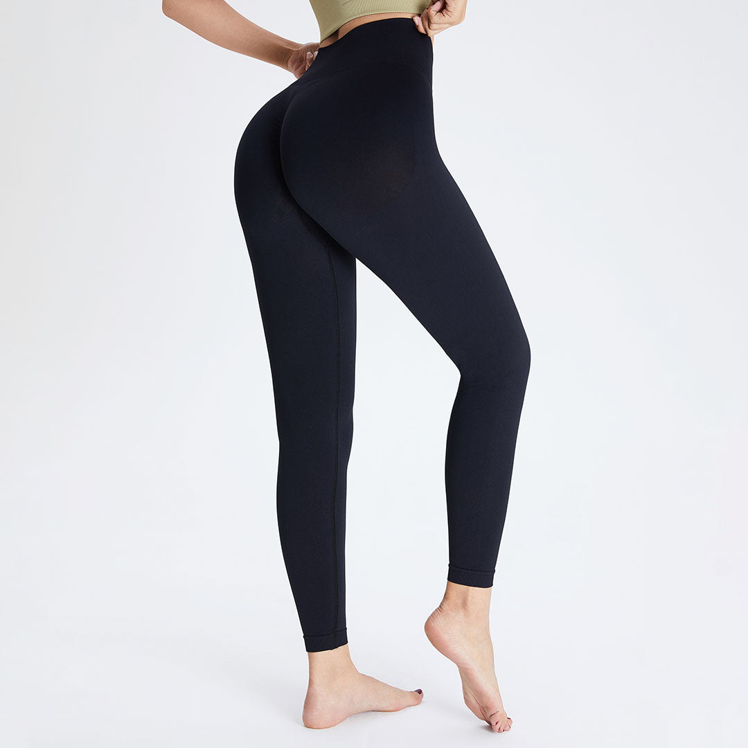 Legging de sport taille haute de couleur unie