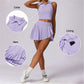 Sleeveless tops & ruffled skirts sports sets