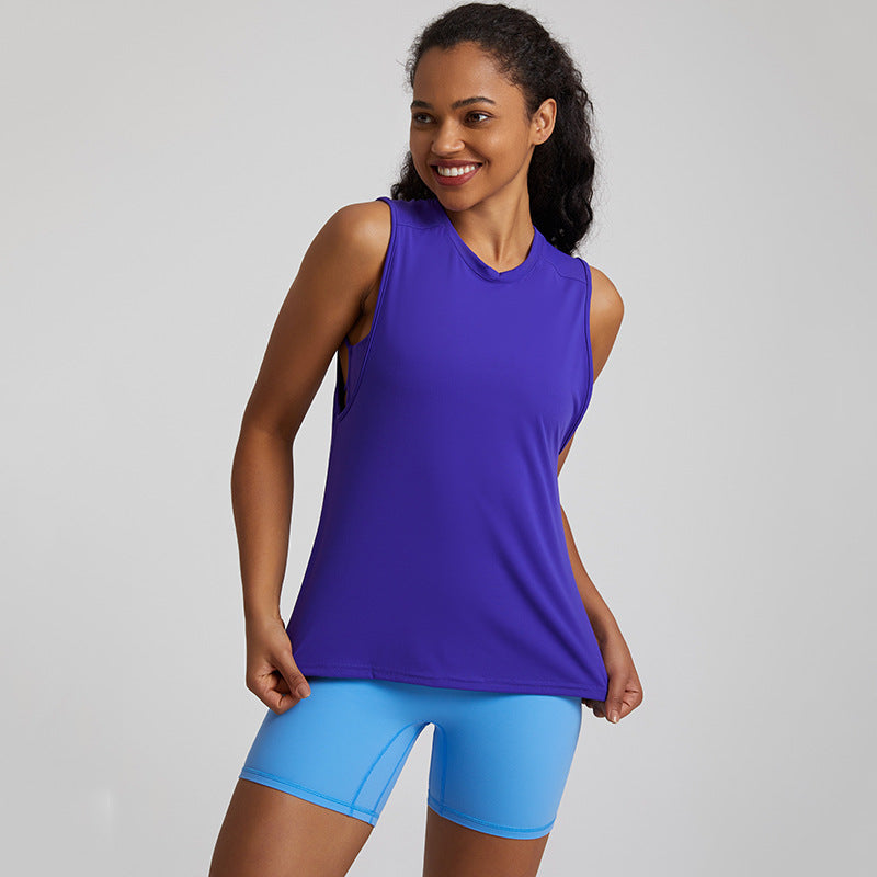 Solid color high elasticity sports tank top