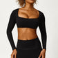 Solid cropped sports top and leggings 2-piece set