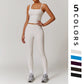 Brushed Asymmetric straps sports tank top + High-waist leggings 2-piece set